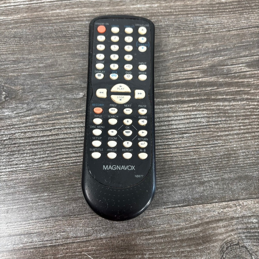 Magnavox Remote Control NB677 Black Good VCR DVD Combo Replacement
